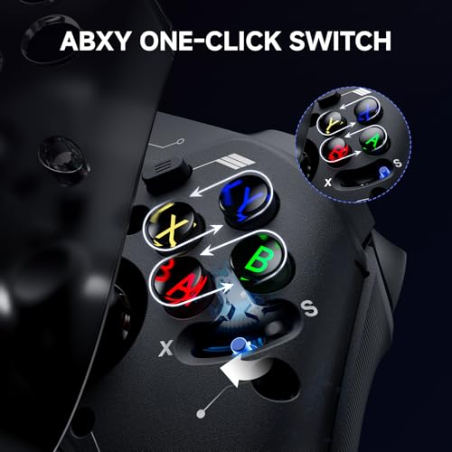 Image of ECHTPower Wireless Game Controller for PC /Switch /Android /iOS, PC Gaming Controller with TMR Hall Joysticks /Dual Trigger, 4-Motor Vibration, ABXY Swap, Turbo /Back Buttons /1200mAh