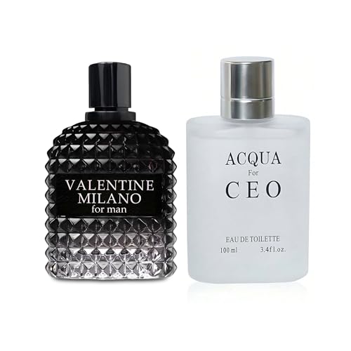 Image of AFLUXE 2PCS Valentine Milano /Acqua CEO Eau De Toilette for Men-Fresh,Romantic Scent Perfume for Men 3.4 Fl Oz Each Mens Cologne For All Skin Daily Used