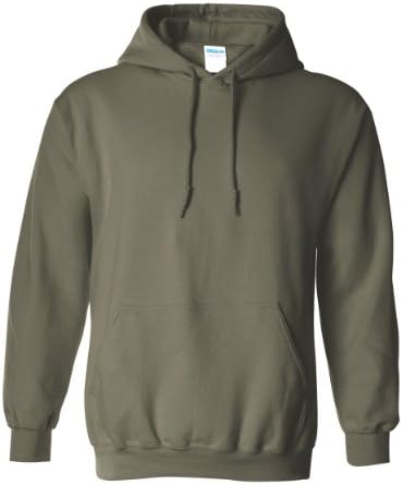 Gildan Men's Heavy Blend Fleece Hooded Sweatshirt G18500 (Large, Military Green)