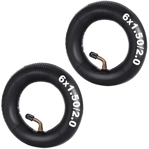 2 set of 6x2" Heavy Duty Inner Tubes with 45° Bent Valve Stem Replacement for Pneumatic Tyre Scooter F0 Pneumatic Wheel Trolley Cart Air Wheel Cover