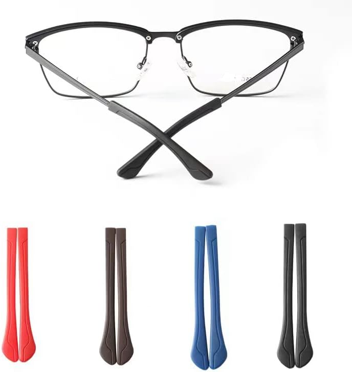 Caulo Silicone Rubber Rectangle Hole Anti-Slip Ear Sock Pieces Tube Wire Temple Sleeves for Glass Sunglass Frames TT008 (Black - 2 Pairs) image 5