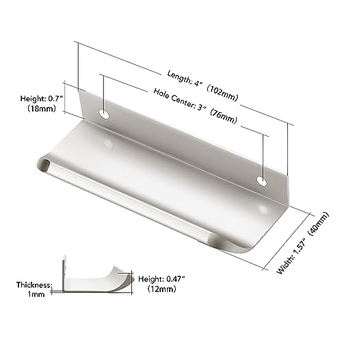 Image of Ravinte Silver Finger Edge Pulls Drawer Edge Pulls 102mm /4 inch 6 Pack | Concealed Handle Style, Low-Profile Finger Grip, Cabinet Edge Mount, 150mm /5.9 in, For Cabinets, Drawers, Cupboards, Kitchen