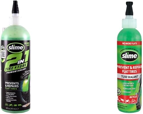 Slime 10193 - Sellador de reparación de pinchazos para neumáticos y tubos, 2 en 1, botella de 16 onzas y sellador de reparación de pinchazos de tubo Slime 10193 - Sellador de reparación de pinchazos para neumáticos y tubos, 2 en 1, botella de 16 onzas y sellador de reparación de pinchazos de tubo