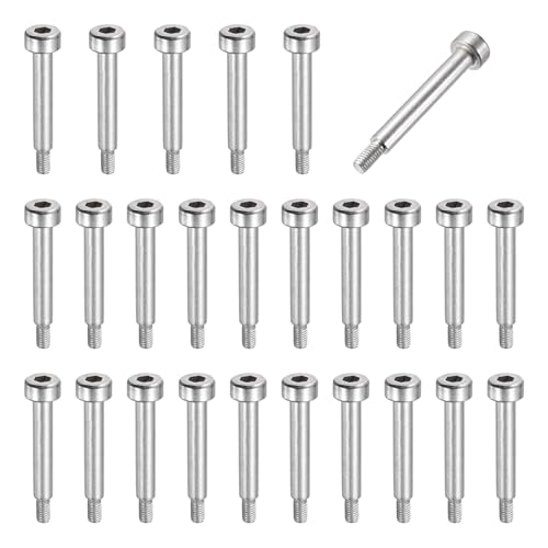 sourcing map 26 Pcs 304 Stainless Steel Shoulder Bolt 4mm Shoulder Dia 16mm Shoulder Length M3x0.5 Thread Hex Socket Shoulder Bolts for Hydraulic Injection Molding Machinery Industries