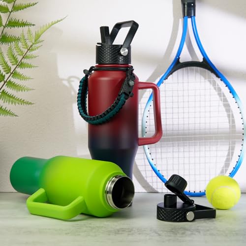 Image of BJPKPK 35oz Insulated Water Bottle with Handle & Straw Lid, Stainless Steel