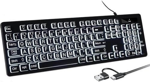 BERGUF Backlit Keyboard for Mac – Full Size Wired USB...