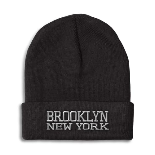 NYC Brooklyn Beanie Skull Cap Unisex Black Winter Hat