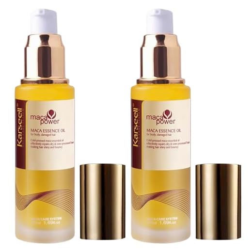 Karseell MACA CARE SYSTEM Pack 2 Sérum Capilar Profesional Aceite de Argán Karité Hidratante Reparador Nutritivo Brillo Antifrizz Cabello Seco Dañado Teñido Rizado Puntas Abiertas Sin Sulfatos 2x50ml