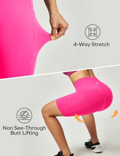 Ewedoos Biker Shorts Women Tummy Control Workout Shorts with 3 Pockets High Waisted Compression Gym Running Yoga Shorts Women