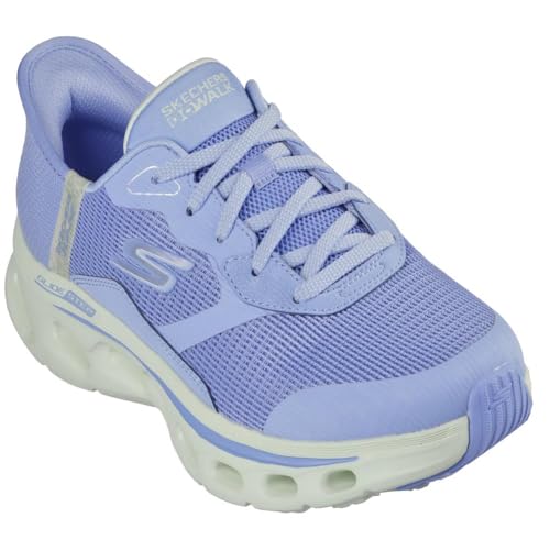 Skechers Women's Go Walk Glide Step 2.0 Belah Hands Free Slip-Ins Sneaker, Blue/Lime, 10.5