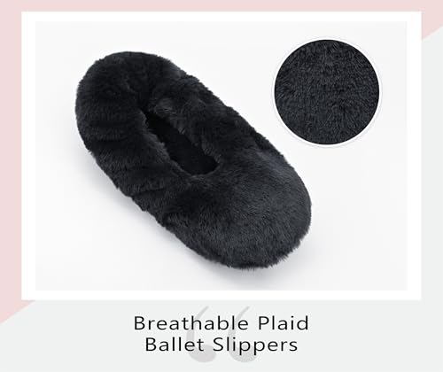DICUIRD Ballerina House Slippers for Women, Anti-Skid Comfy Warm Ballet Style Slippers2