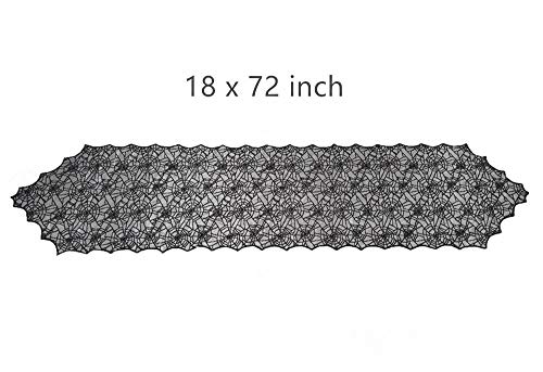 Ibohr Halloween Table Runner With Spider Web Lace Festival Table Runner Halloween Table Decoration For Parties & Gatherings, 100% Polyester, 18 X 72 Inch #TOP3