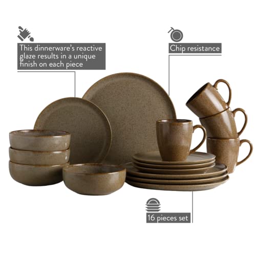 Corona Dinnerware Set 16-Pieces Earthenware | Wind | Reactive Glaze Green | Set De Vajilla 4 Puestos | 16 Piezas | Ceramica #TOP1