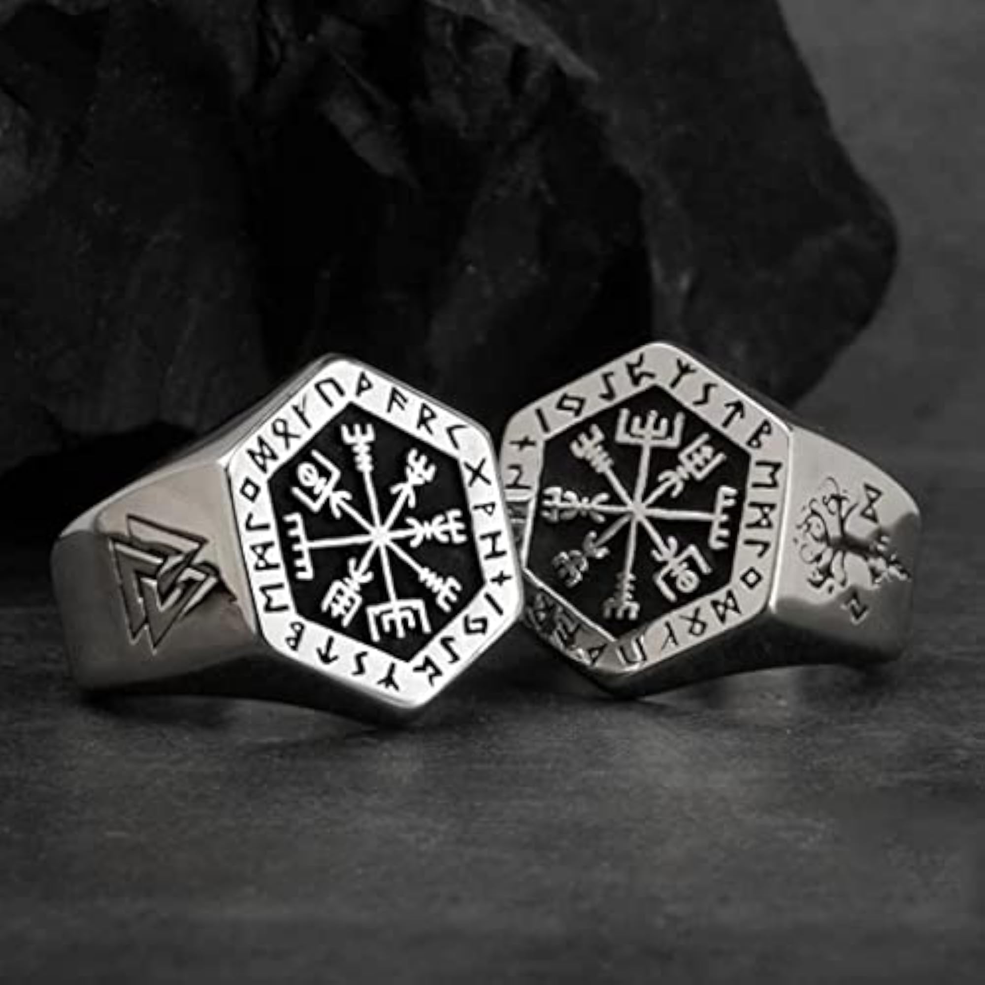 Men's Viking Totem Compass Titanium Steel Ring