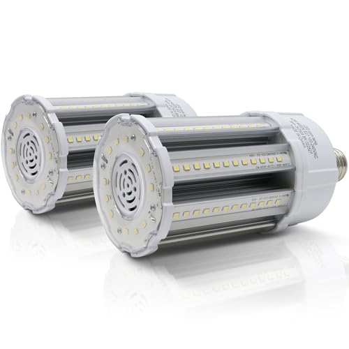 Bright Source LED Corn Light Bulb, E27, 40W, 5200lm, 360° Beam Angle, 6000K Daylight White, Replaces Metal Halide/Son/HID/HPS for Large Spaces/Street/Parking/Garage/Warehouse & Factory, 2 Pack