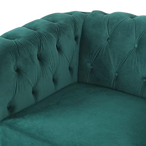 Miyzeal Chesterfield Chair Velvet, Upholstered Single Sofa Chair, Accent Comfy Club Armchair With Nailheads And Solid Wood Legs, Mid-Century Tufted Lounge Chair For Home Bedroom Reading Room (Green) #TOP6