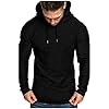 Remxi Men's Long Sleeve pullover Hoodie Sportwear Muscle Hoodie Sweatshirt Lightweight Top For Men SolidBlack XXL #1