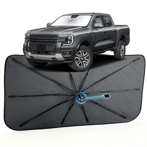 Image of Car Windshield Sun Shade for Ford Ranger 2019-2026 -[Reflective Coated Fabric] Sunshade Umbrella for Front Window, Car Shades Sun Visor Keep Car Cool and Protects Interior, 1:1 Exact Fit