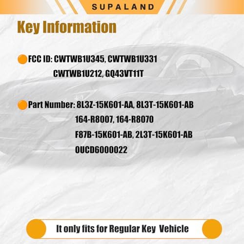 SUPALAND Key Fob 키리스 엔트리 포드 머스탱 포커스 익스플로러 스포츠 익스페디션 토러스 이스케이프 엣지 썬더버드 링컨 타운 카 머큐리 1999-2014 리모컨 교체 CWTWB1U311 8S4Z15K601A에 적합 — 사진 3