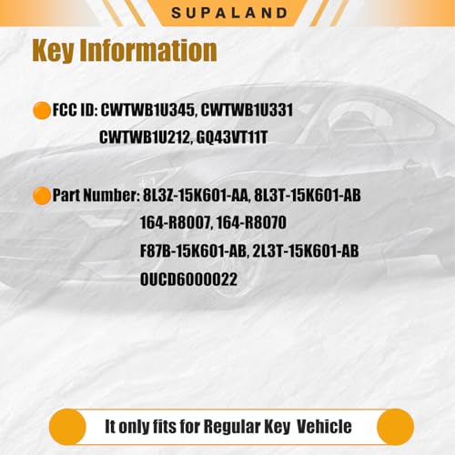 SUPALAND Key Fob Keyless Entry Fits for Ford Mustang Focus Taurus Escape Lincoln Town Car Expedition Explorer 1999-2014 Remote Control Replacement CWTWB1U311 4 Button Blue 2PCS by SUPALAND - Used condition - Image 2