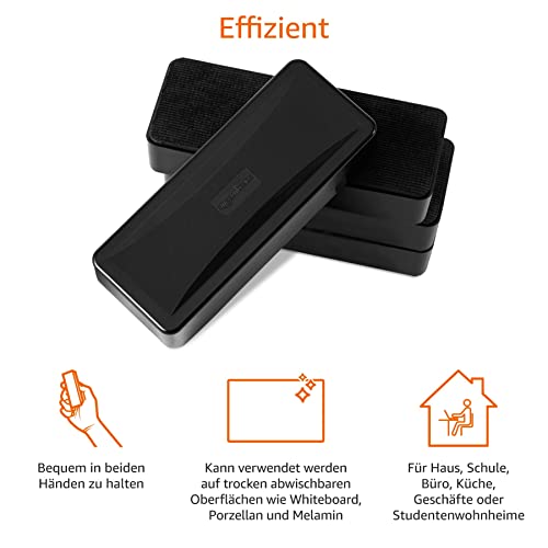 Amazon Basics Schwamm für trocken abwischbare Whiteboards, 4er-Pack, schwarz