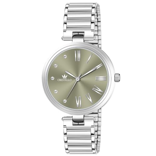 Image of CRESTELLO Stainless Steel Chain Analog Wrist Watch for Women (Silver /Pink /Purple /Green Dial) | CR-DZL141