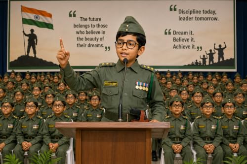 Image of SCRIPTURE Fancy Dress Patriotic Army Police BSF Netaji costumes for Kids Fancy Dress Costume Accessory for Republic Day Independence Day School Events
