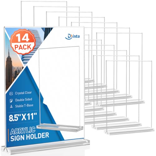 Image of Dynta Acrylic Sign Holder 8.5 x 11 Inches, Double Sided Table Sign Holder