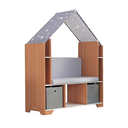 KidKraft Little Dreamer Deluxe Reading Nook, Children's Bookcase Furniture with Storage Bins, Gift for Ages 3-8 44 x 15.8 x 54.2