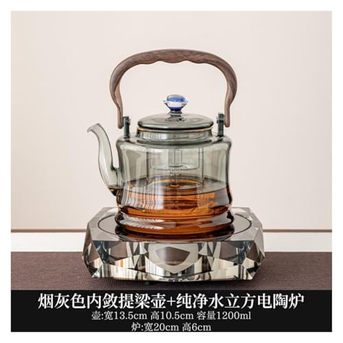 Estufa eléctrica portátil de cerámica para té con tetera de vidrio miniatura 2
