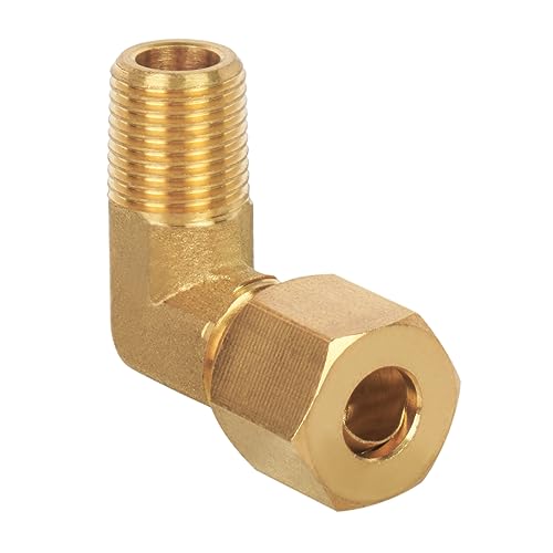 Juwo Brass Compression Tube Fitting, 1/4 Inch Compression X 1/8 Inch Npt Male 90 Degree Elbow For Copper cover