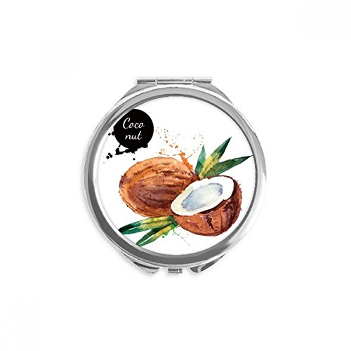 Espejo de bolsillo de coco acuarela para retocar tu maquillaje en cualquier lugar