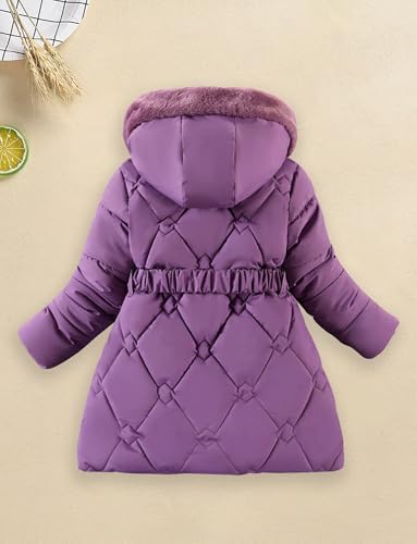 FEOYA Fille Manteau D'Hiver Polaire Enfant Doudoune Parka