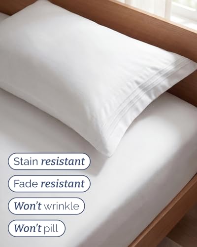 Twin Size 3 Piece Sheet Set - Comfy Breathable & Cooling Sheets - Hotel Luxury Bed Sheets for Women & Men - Deep Pockets, Easy-Fit, Extra Soft and Wrinkle Free Sheets - White Oeko-Tex Bed Sheet Set — view 5