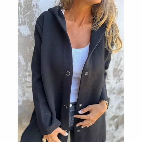 Veste à capuche décontractée pour femme manteau mi-long d'automne - 3