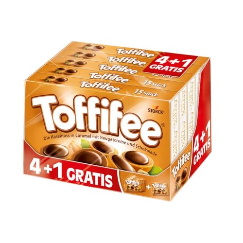 Toffifee 4+1 Packungen Gratis Haselnuss in Karamell Nougatcreme und Schokolade 625g