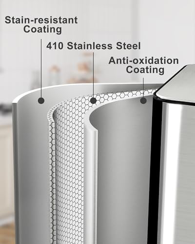 Takywep PYCDH Large Dual Trash Can 2 X 8 Gallons- 60 Liters Stainless Steel Kitchen Double Trash Can,2 Compartment Trash Can Combo Garbage Bin thumb #4