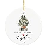 Our First Christmas Together Ornament 2026, Our First for Couple, Ceramic Keepsake 1st Christmas Together Ornaments with Ribbon and Gift Box
