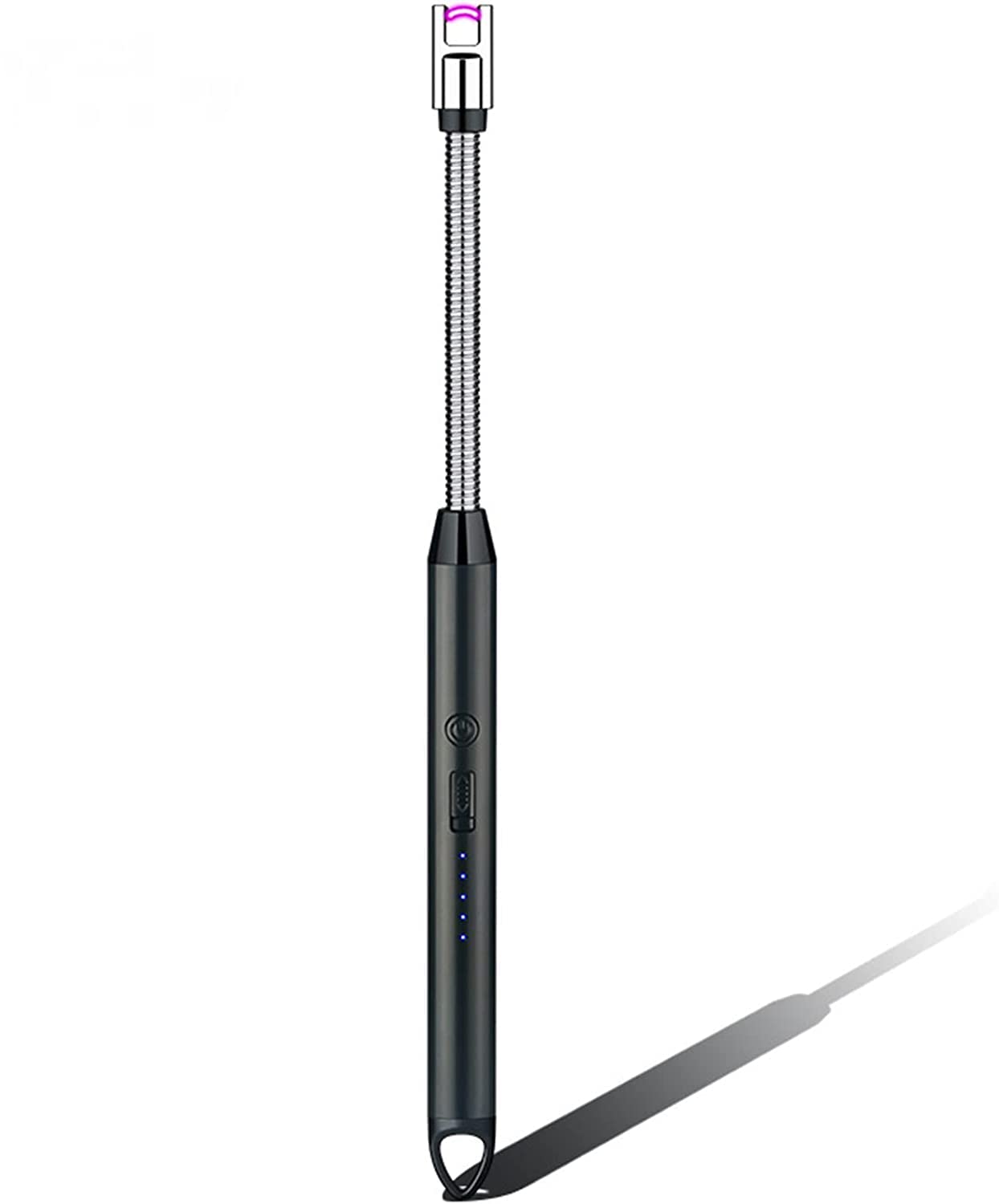 Candle Lighter,Rechargeable Electric Arc Lighter Ignition Lighter with Type C Cable, Windproof Flameless Electronic Lighters Long Flexible Neck for Kitchen,Gas Stoves,Camping,Barbecue,BBQ (Black)