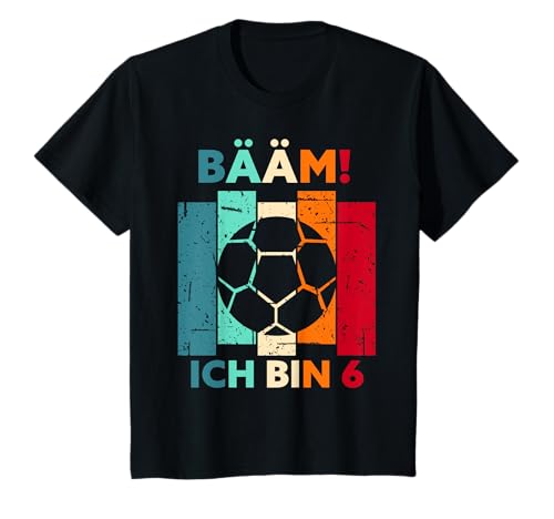 Kinder Bääm! Ich bin 6 Sechs Jahre Junge 6. Geburtstag Fußball T-Shirt