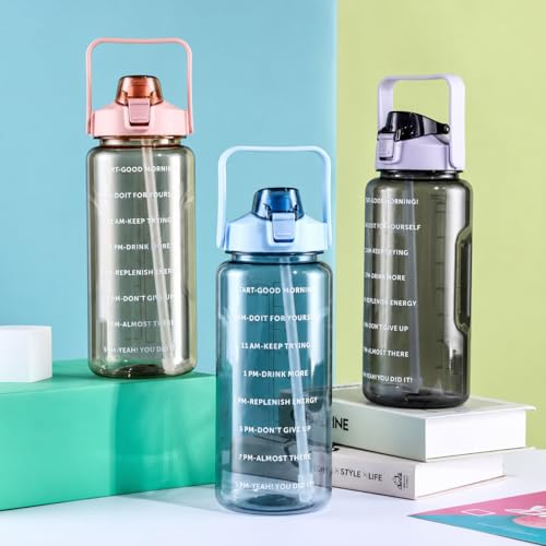 Image of Transparent Water Bottle 2000ML with Motivational Time Marker | Leak Proof&Break-Proof 2 litre water bottle | Best Usage For Office /School /Gym /Travel Water Bottle