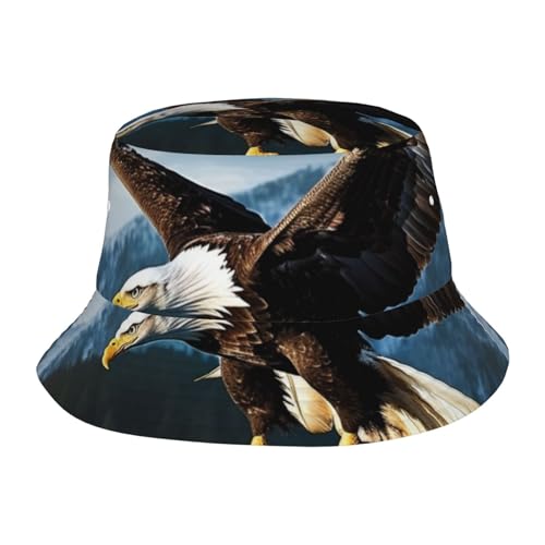 Unisex Cute Bucket Hat Eagle at Hunting Summer Travel Fisherman Cap Beach Travel Sun Hat Outdoor Cap Black