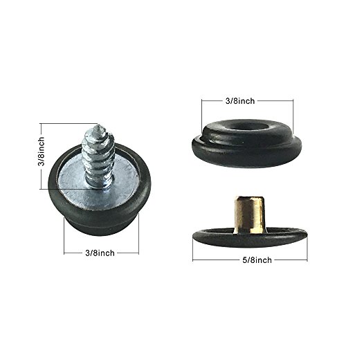 WORLD 9.99 MALL 60 Pieces Fastener Screw Snaps, Marine Grade Boat Canvas Furniture Tents Leather Stainless Steel Snaps 3/8" Socket #6-3/8" Screw (Black #6-3/8") - Thumbnail 2