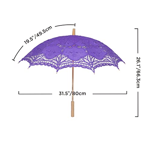 Babeyond Lace Umbrella Parasol Vintage Wedding Bridal Umbrella For Decoration Photo Lady Costume 1920S Party (Purple) #TOP6