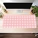Pink Minimalist Gingham Floral Desk Mat Gaming Mouse Pad Large Cute Pastel Desk Pad Deskmat Kawaii, Women Office Desk Cover Mat, Laptop Computer Keyboard Mat Mousepad Desk Accessories 31.5