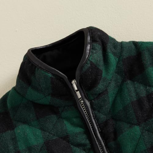 Image of Ayalinggo Toddler Baby Girls Boys Winter Warm Vest Clothes Buffalo Plaid Christmas Jacket Kids Puffer Quilted Gilet Coat | Full front zipper, warm clothes for cold winter, Red Black Buffalo Plaid Christmas Outfit, Kids Puffer Quilted Gilet Coat
