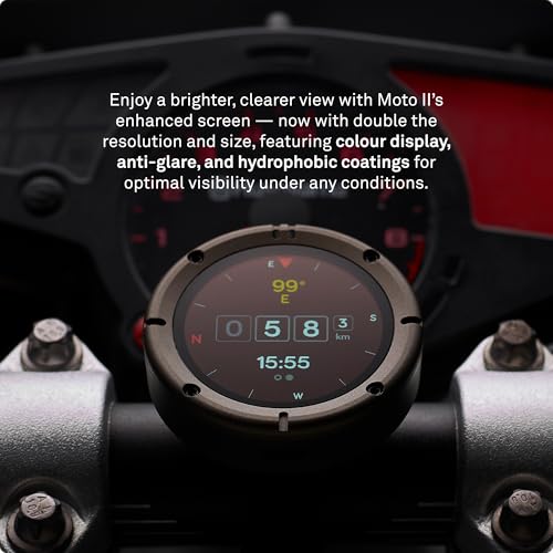 Beeline Moto II Metal - Navigation Device for Motorcycles | Global Navigation | Mini-map Interface | 14 Hours Battery Life | IP67 Water and Shockproof | USB-C Charging with Strap Mount