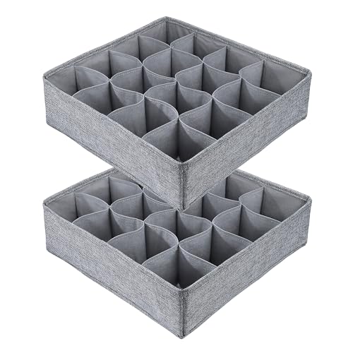 Organizador de Cajones y Separador, 2pcs Organizadores Cajón Divisores,Yute Cajas Plegable de Almacenamiento para Ropa Interior, Almacenar Calcetines, Bufandas, Sujetador, Armario de Dormitorio
