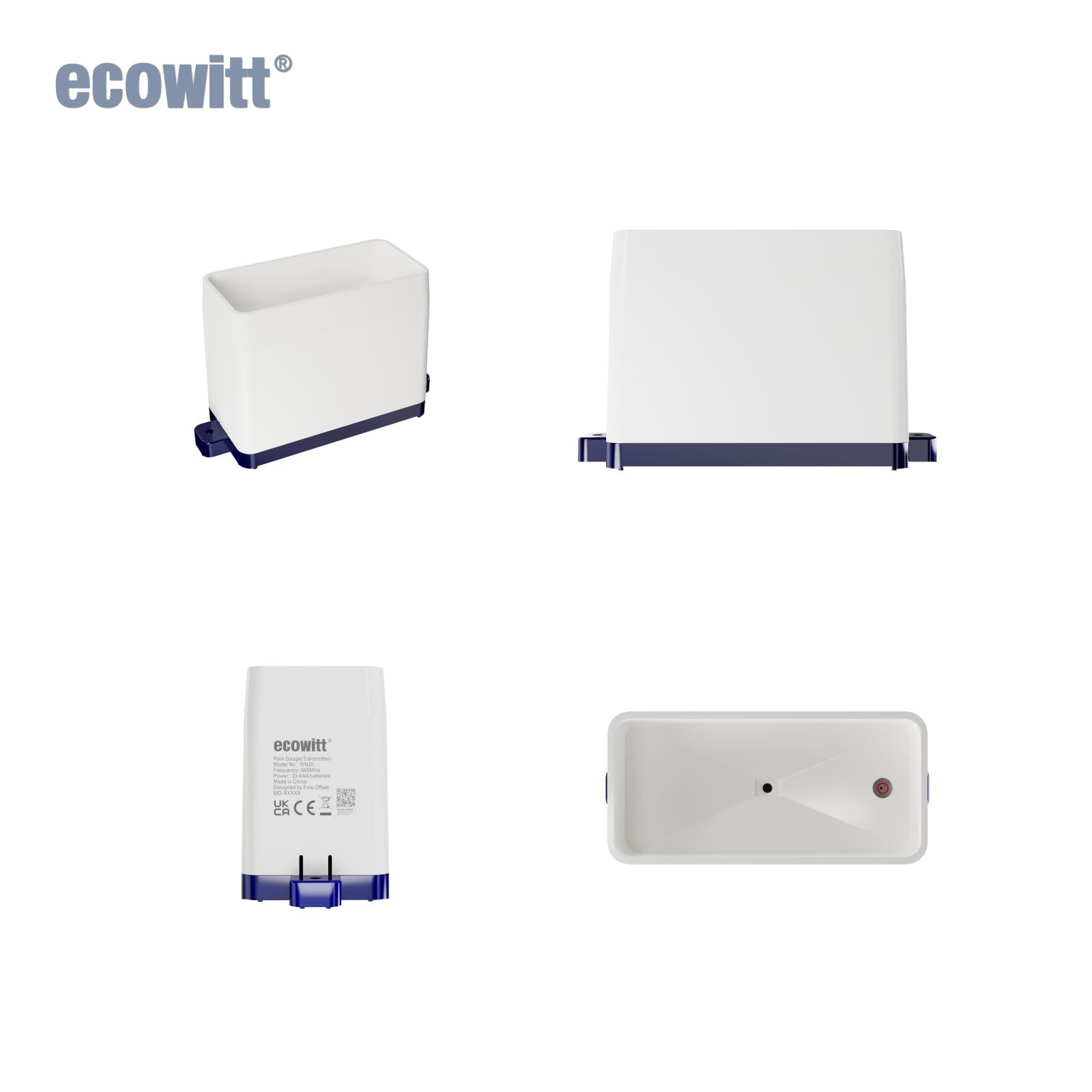 Ecowitt Mini WN20 Sensore pluviometrico + display digitale 3 in 1 ad alta precisione da 3,94 pollici con termometro-igrometro da interno, pluviometro con sistema di svuotamento automatico