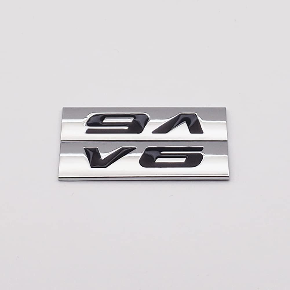 2X Chrome Metal V6 Logo Car Emblem Premium 3D V-6 Engine Badge Auto Door Fender Sticker Side Wing Decal (V6,Silver&Black) - Image 7
